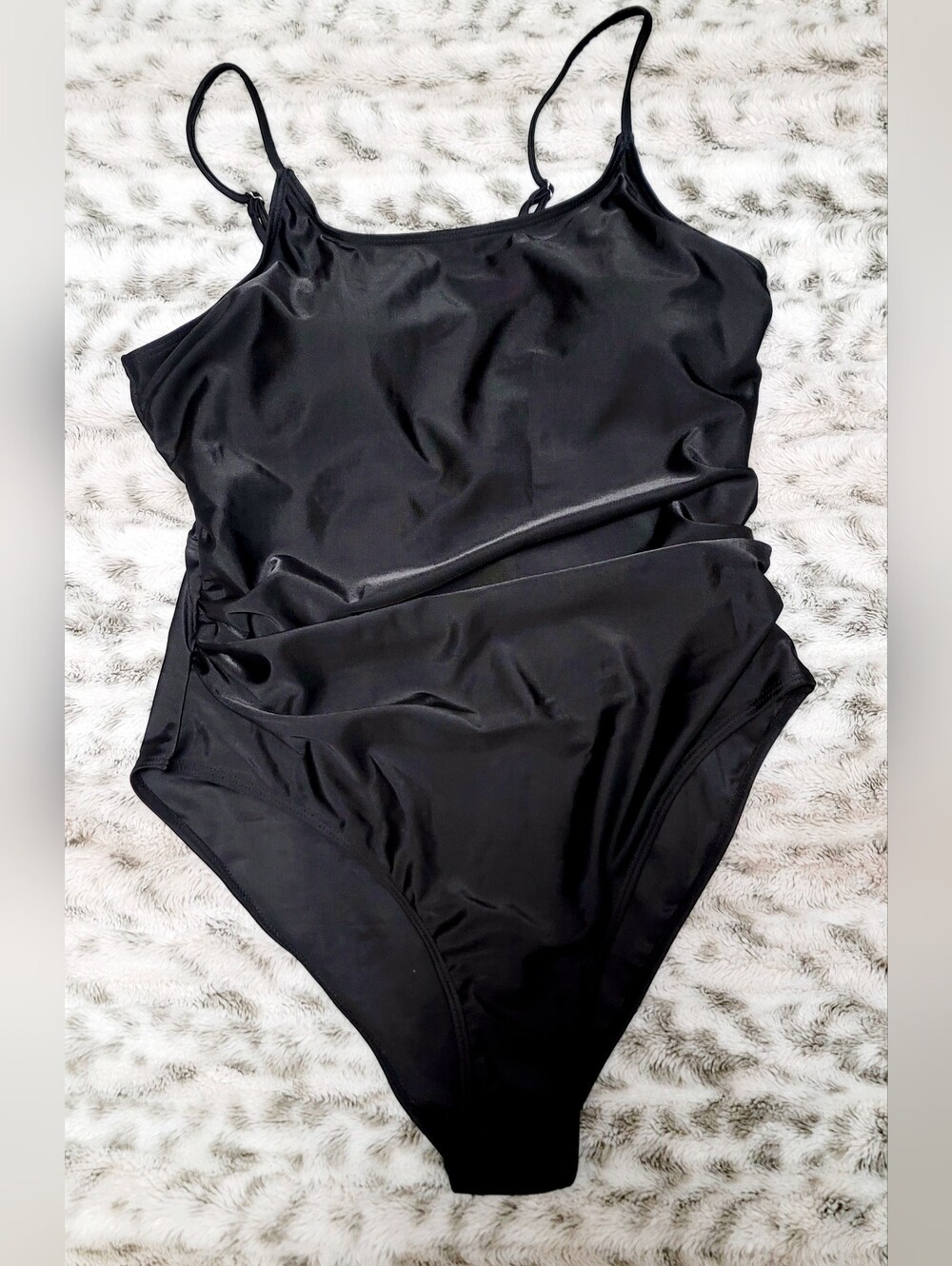 NEW Black Women's One-Piece Swimsuit W/ Lace Up Back